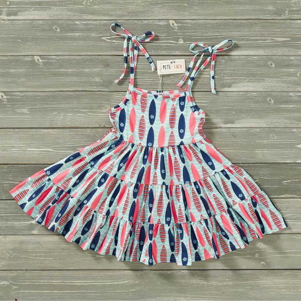 Red and White Pleated Ruffled Sundress